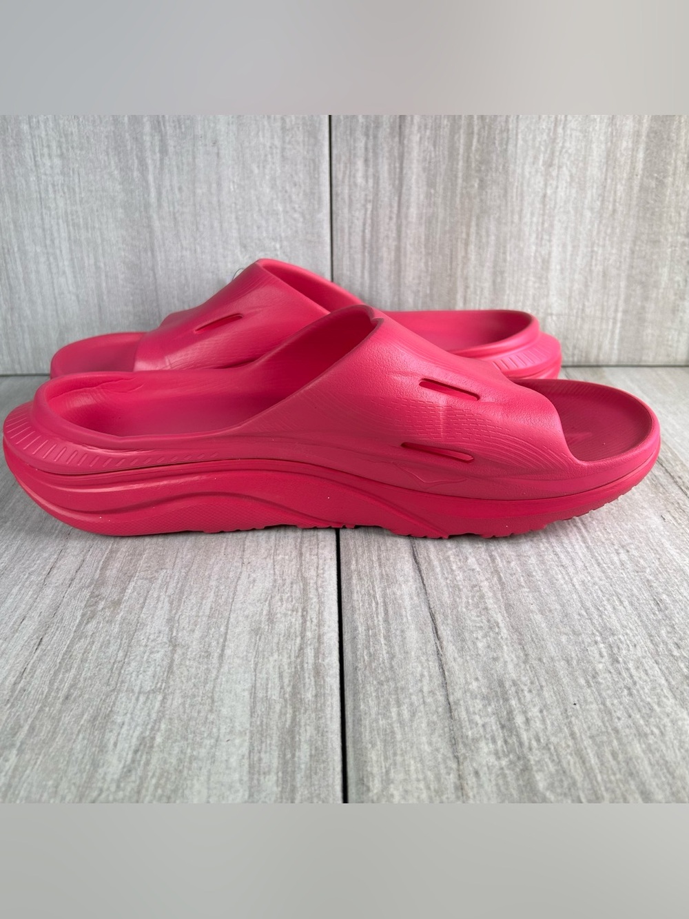 Hoka One One Ora Recovery Slide Bright Pink Comfort Sandals Shoes Men’s Size 12 - Picture 4 of 9